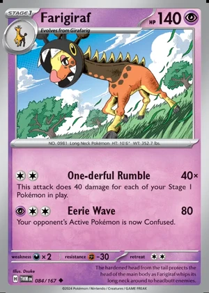 Farigiraf 084/167, Print with "Play! Pokémon" stamp, card art reference