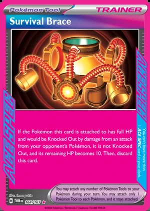Survival Brace 164/167, Print with "Play! Pokémon" stamp, card art reference