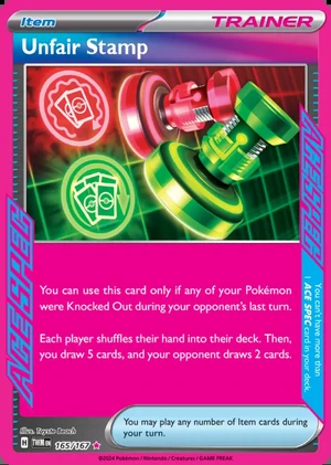 Unfair Stamp 165/167, Print with "Play! Pokémon" stamp, card art reference