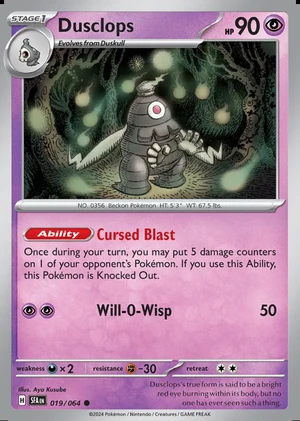 Dusclops 019/064, Print with "Play! Pokémon" stamp, card art reference