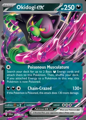 Okidogi ex 036/064, Print with "Play! Pokémon" stamp, card art reference