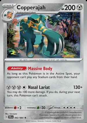 Copperajah 042/064, Print with "Play! Pokémon" stamp, card art reference