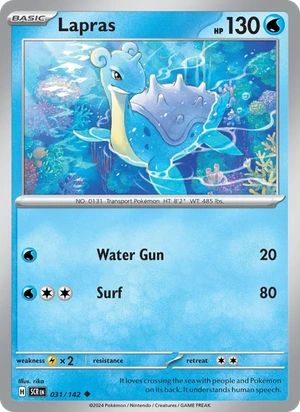 Lapras 031/142, Stamped "7-Eleven" print, card art reference