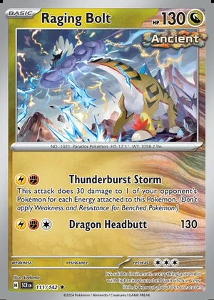 Raging Bolt 111/142, Print with "Play! Pokémon" stamp, card art reference