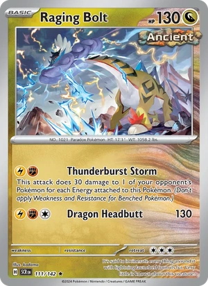 Raging Bolt 111/142, Cosmos Holofoil "Stellar Crown" stamp, card art reference