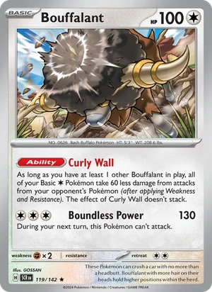 Bouffalant 119/142, Non Holo, card art reference