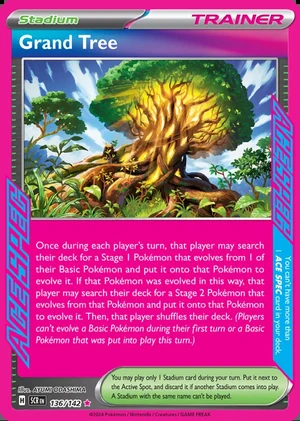 Grand Tree 136/142, Print with "Play! Pokémon" stamp, card art reference