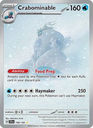 Crabominable 149/142, Cosmos Holofoil snowflake stamp, card art reference