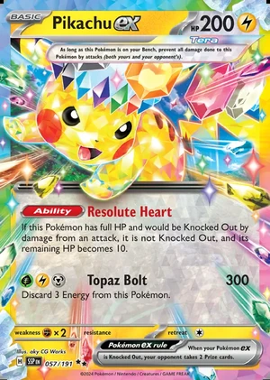 Pikachu ex 057/191, Print with "Play! Pokémon" stamp, card art reference