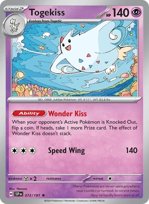 Togekiss 072/191, Cosmos Holofoil, card art reference