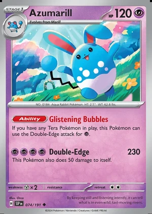 Azumarill 074/191, Print with "Play! Pokémon" stamp, card art reference