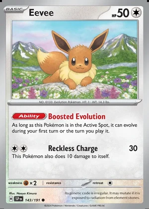 Eevee 143/191, Print with "Play! Pokémon" stamp, card art reference