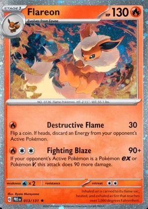 Flareon 013/131, Prismatic Evolutions English Cosmos Holofoil, image provided by the catalog owner