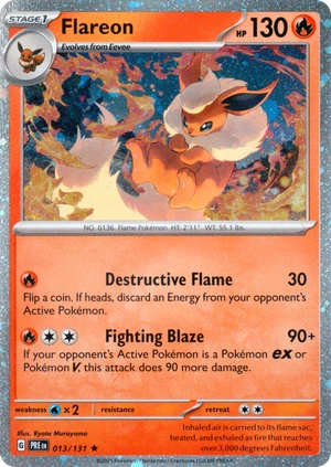 Flareon 013/131, Prismatic Evolutions English Cosmos Holofoil, image provided by the catalog owner