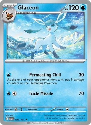 Glaceon 025/131, Cosmos Holofoil, card art reference