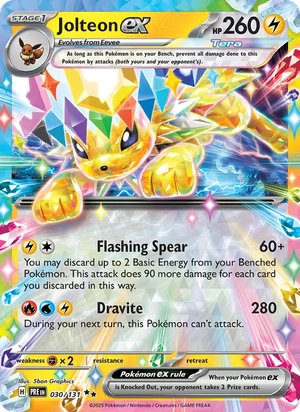 Jolteon ex 030/131, Stamped "Prismatic Evolutions" print, card art reference