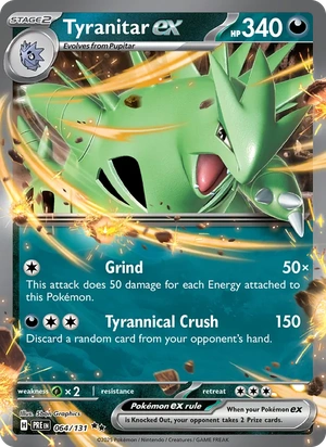 Tyranitar ex 064/131, Stamped "Prismatic Evolutions" print, card art reference