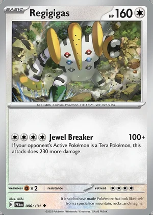 Regigigas 086/131, Print with "Play! Pokémon" stamp, card art reference