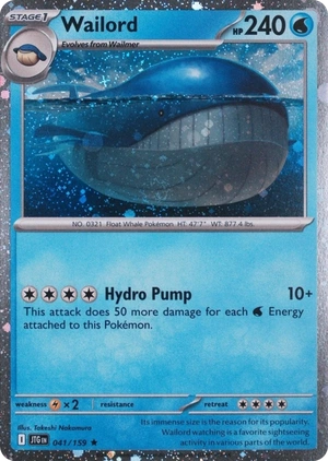 Wailord 041/159, Journey Together English Cosmos Holofoil, image provided by the catalog owner