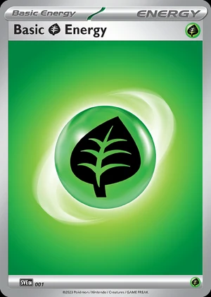 Basic Grass Energy 001, Print with "Play! Pokémon" stamp, card art reference