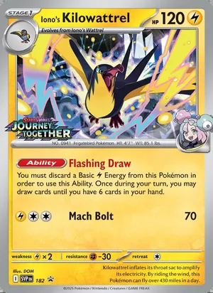 Iono's Kilowattrel 182, prerelease base reference scan