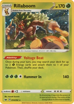 Rillaboom #014/202, HGSS Black Star Cosmos Holofoil, image provided by the catalog owner