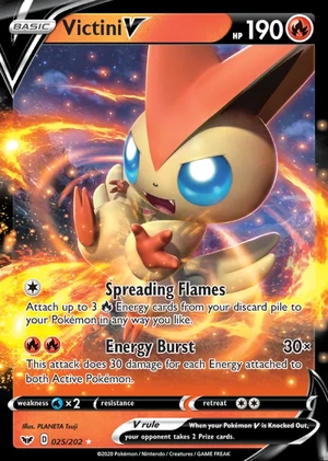 Victini 025/202, Print with "Play! Pokémon" stamp, card art reference
