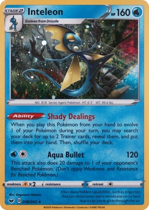 Inteleon #058/202, HGSS Black Star Cosmos Holofoil, image provided by the catalog owner