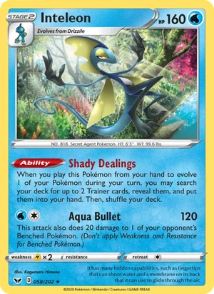 Inteleon 058/202, Cosmos Holofoil, card art reference