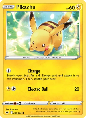 Pikachu 065/202, Cosmos Reverse Holofoil, card art reference