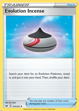 Evolution Incense 163/202, Print with "Play! Pokémon" stamp, card art reference