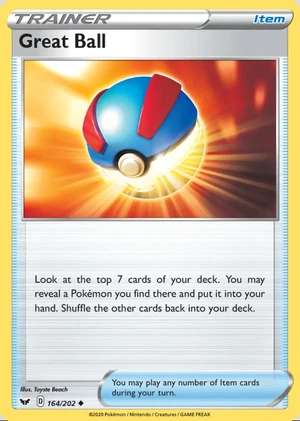 Great Ball 164/202, Print with "Play! Pokémon" stamp, card art reference