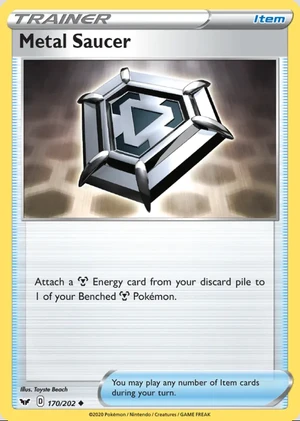 Metal Saucer 170/202, Print with "Play! Pokémon" stamp, card art reference