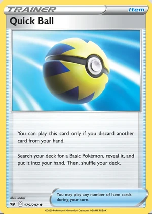 Quick Ball 179/202, Print with "Play! Pokémon" stamp, card art reference