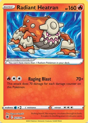 Radiant Heatran 027/189, Print with "Play! Pokémon" stamp, card art reference