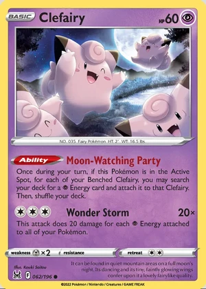 Clefairy 062/196, Print with "Play! Pokémon" stamp, card art reference