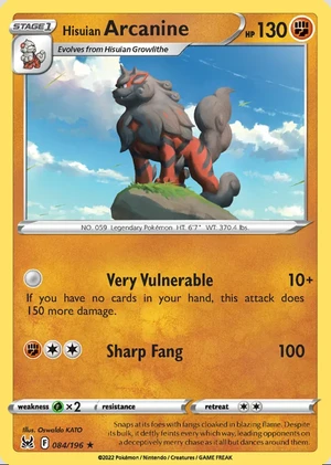 Hisuian Arcanine 084/196, Print with "Play! Pokémon" stamp, card art reference