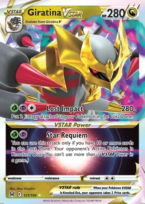 Giratina 131/196, Print with "Play! Pokémon" stamp, card art reference