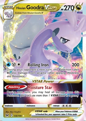 Hisuian Goodra 136/196, Print with "Play! Pokémon" stamp, card art reference