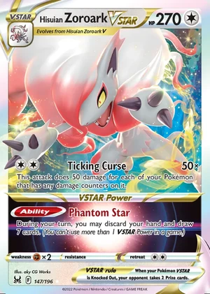 Hisuian Zoroark 147/196, Print with "Play! Pokémon" stamp, card art reference