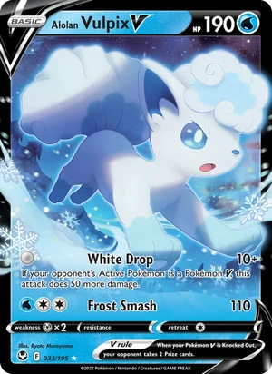 Alolan Vulpix 033/195, Silver snowflake stamp print, card art reference