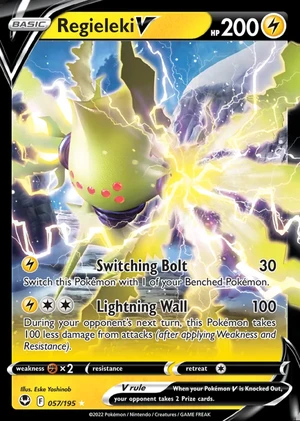 Regieleki 057/195, Print with "Play! Pokémon" stamp, card art reference
