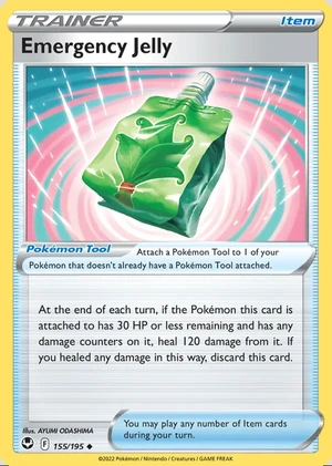 Emergency Jelly 155/195, Print with "Play! Pokémon" stamp, card art reference