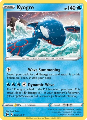 Kyogre 036/159, Cosmos Holofoil, card art reference
