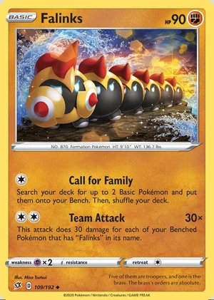 Falinks 109/192, Print with "Play! Pokémon" stamp, card art reference
