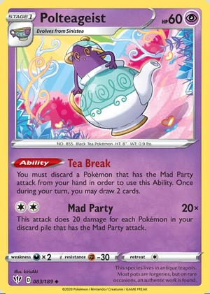 Polteageist 083/189, Print with "Play! Pokémon" stamp, card art reference