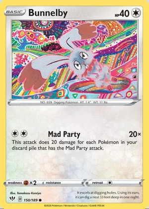 Bunnelby 150/189, Print with "Play! Pokémon" stamp, card art reference