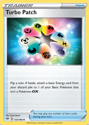 Turbo Patch 172/189, Print with "Play! Pokémon" stamp, card art reference