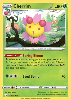 Cherrim 008/163, Print with "Play! Pokémon" stamp, card art reference