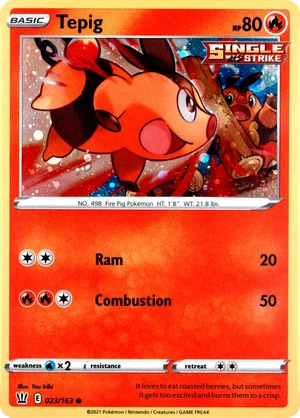 Tepig #023/163, HGSS Black Star Cosmos Holofoil, image provided by the catalog owner